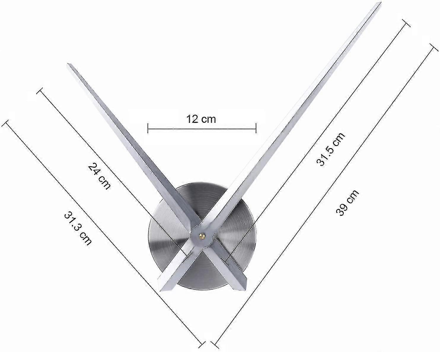 Large Hands Wall Clock Simple Silver No Numeral Clock Movement Mechanism High Longitudinal Axis With 31.5cm Long Hands