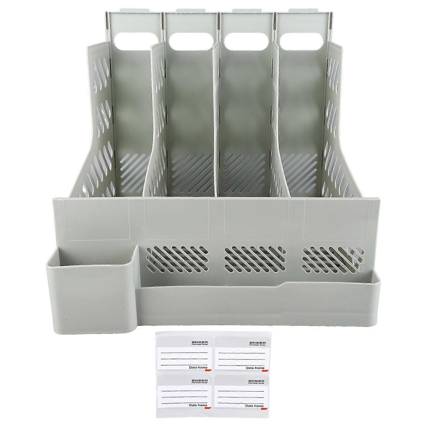 Desk File Organizer 4 Vertical Compartments Thick Hollowed Plastic Desktop File Holder for Family Of