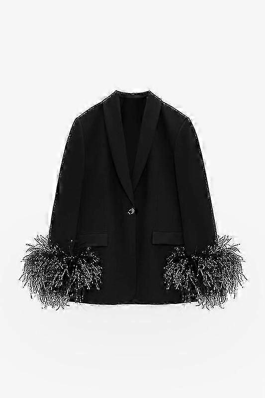 Kvinners langermet åpen front blazer casual arbeidskontorjakke