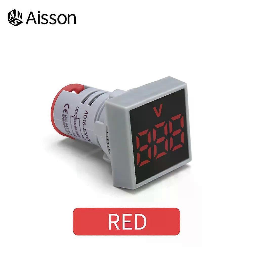 Fsw 1pcs 22MM Voltmeter LED Digital Voltage Meter AC12-500V Square Panel Indicator Light Tester Red Blue Yellow Green White