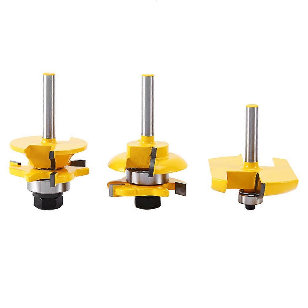 WALFRONT 3Pcs/Set 1/4 Round Rail&Stile Router Bits Set Cove Raised Panel Tools Wood Cutting