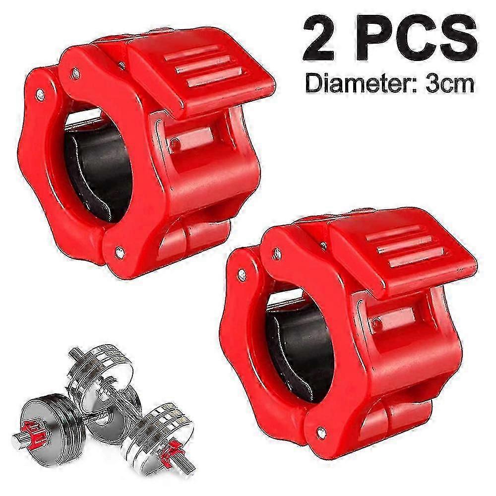 2pc Gym Barbell Clamps Quick Release Barbell Collar Clips For Training(red) Fgao