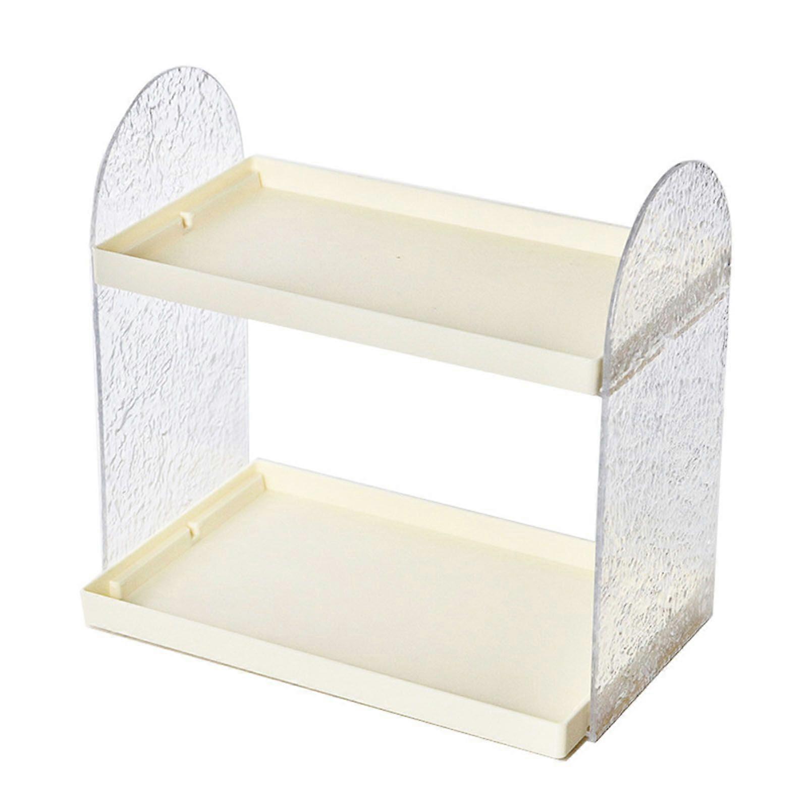 Organizer da scrivania a 2 livelli Rack di stoccaggio a doppio strato Supporto per supporto da tavolo trasparente per cancelleria Cosmetico Crema trasparente Giallo