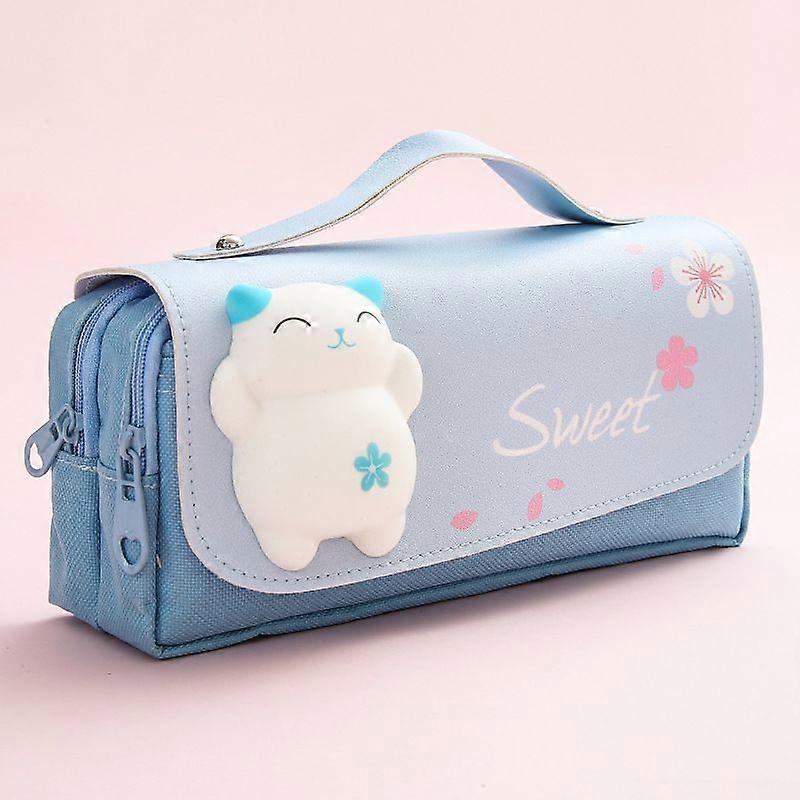 women's cute decompression pencil case  (fat cat) blue
