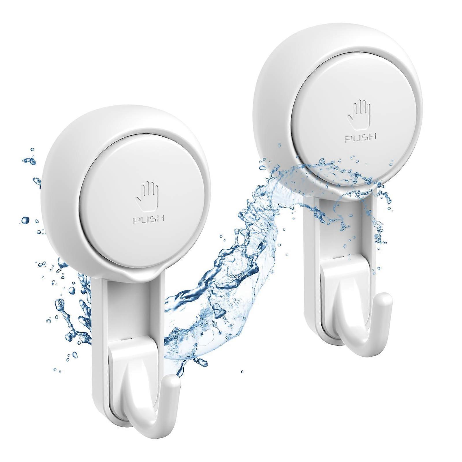 2 Pack Shower Hooks with Suction Cups, Heavy-Duty Bathroom and Kitchen Holders, Waterproof, Rust-Resistant, Clear Design
