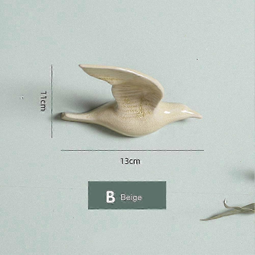 3D Ceramic Flying Birds Wall Decor - Creative Hanging Ornament for Home
