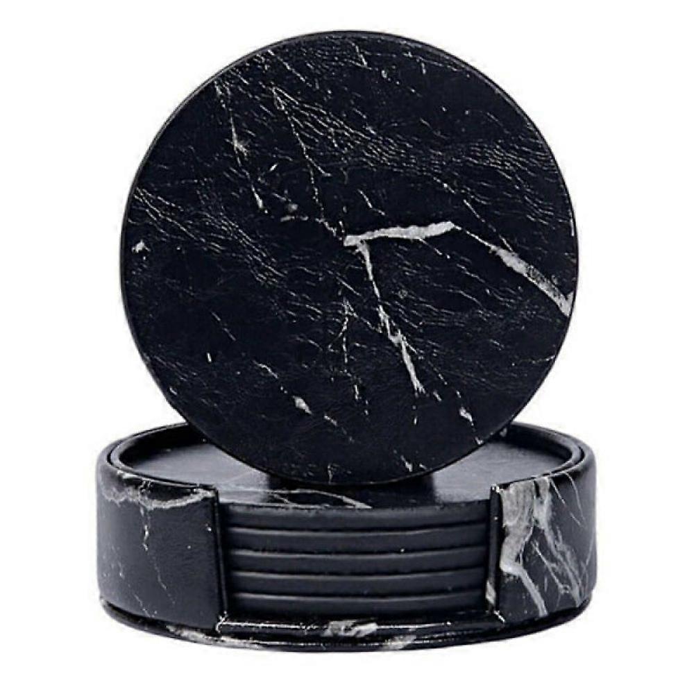 PU Leather Coaster - Marble Black