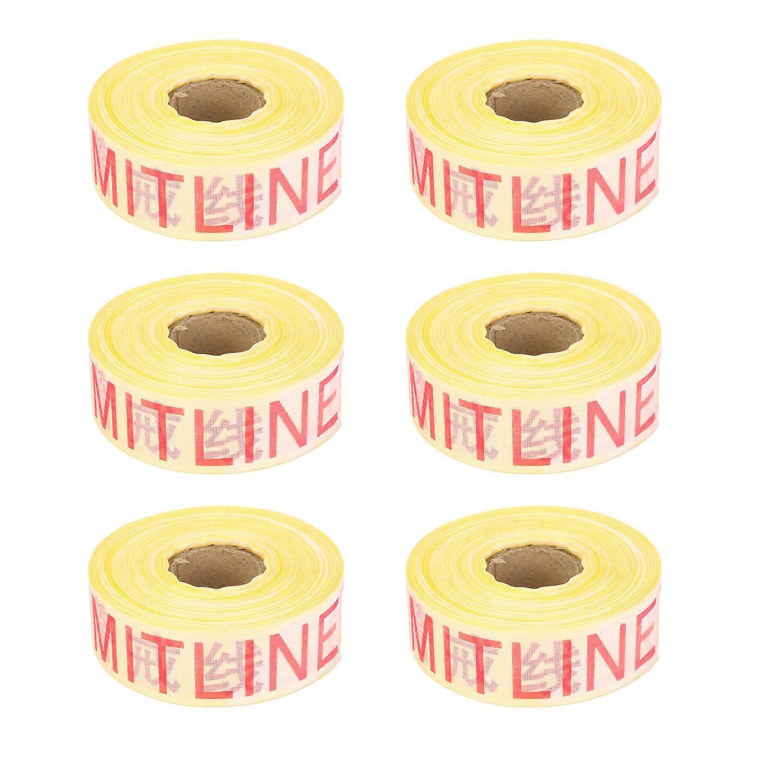 6PCS Yellow White Caution Tape Bulk Polyester Rugged Multifunctional Construction Warning Safety Tap