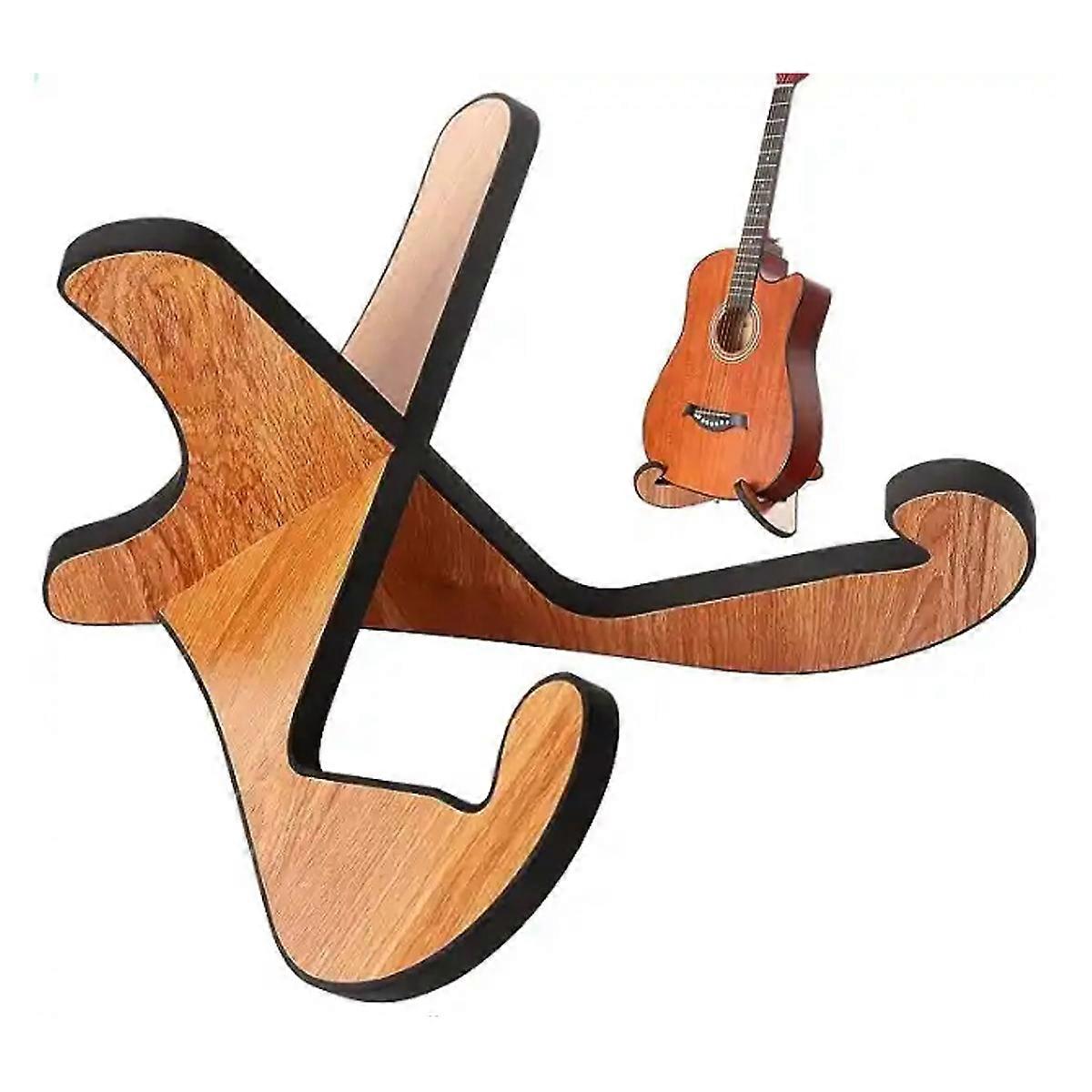 Scratch-Free Contact, Sturdy Stability, Portable Wood Guitar Stand, X-shaped Frame Construction, Accommodates Almost All Sizes Of Acoustic Classical
