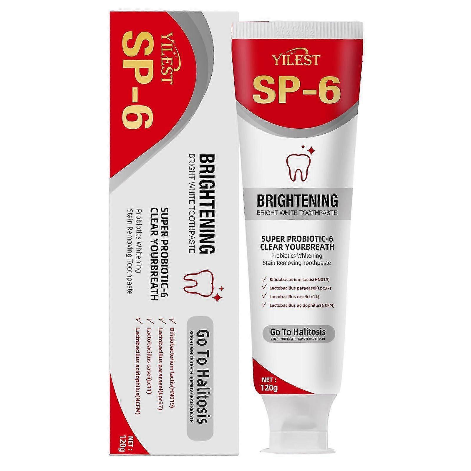 SP-6ウルトラホワイトニング歯磨き粉、歯磨き粉SP-6ブライトニング、プロバイオティクスブライトホワイト歯磨き粉、ディープクリーニングオーラルケア歯磨き粉