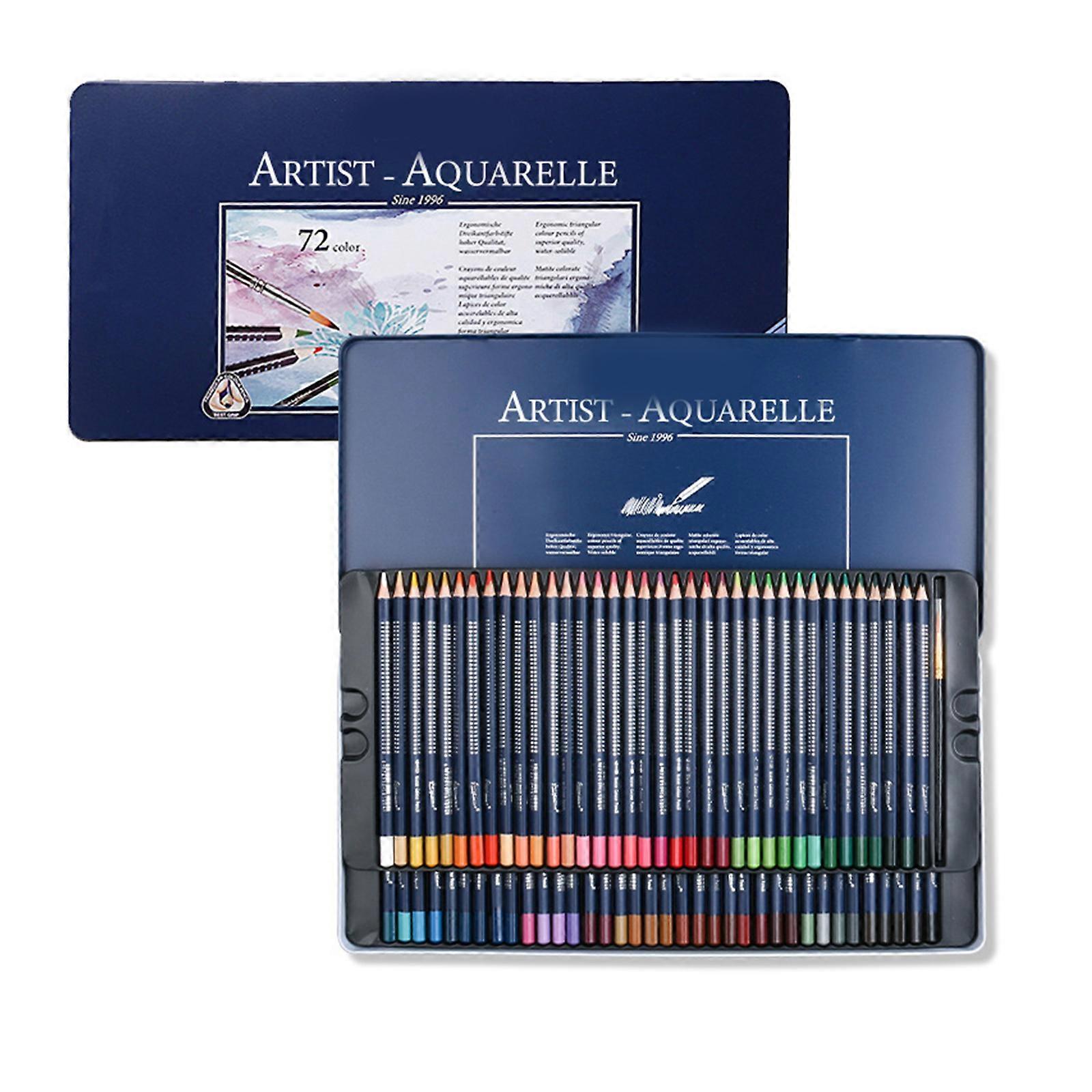 Watercolor Colouring Pencils with Metal Case Pre Sharpened Colored Pencil with Fine Brush For Adult Kid Coloring Books