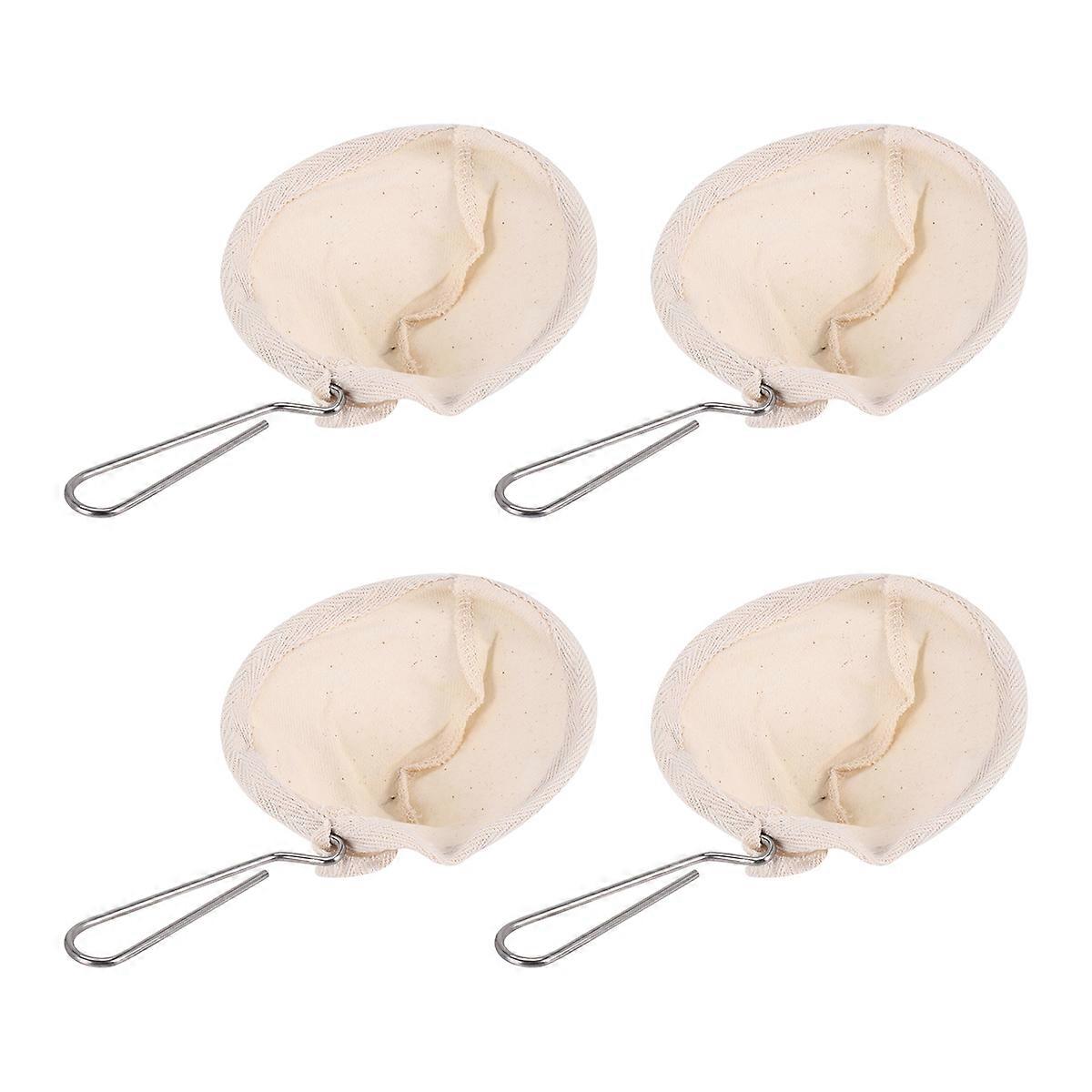 4Pcs Flannel Cloth Coffee Filter Strainers Reusable Coffee Dripper with Handle Handmade Coffee Acces