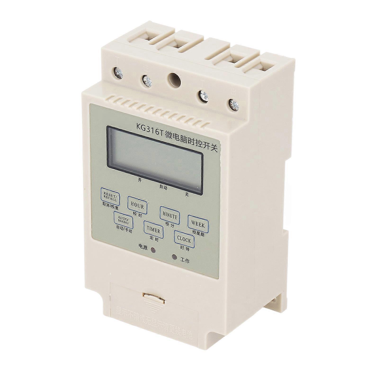 Programmable Digital Time Switch Microcomputer Electronic Relay Control Timer Rail Mounting with Transformer 25A Beige 