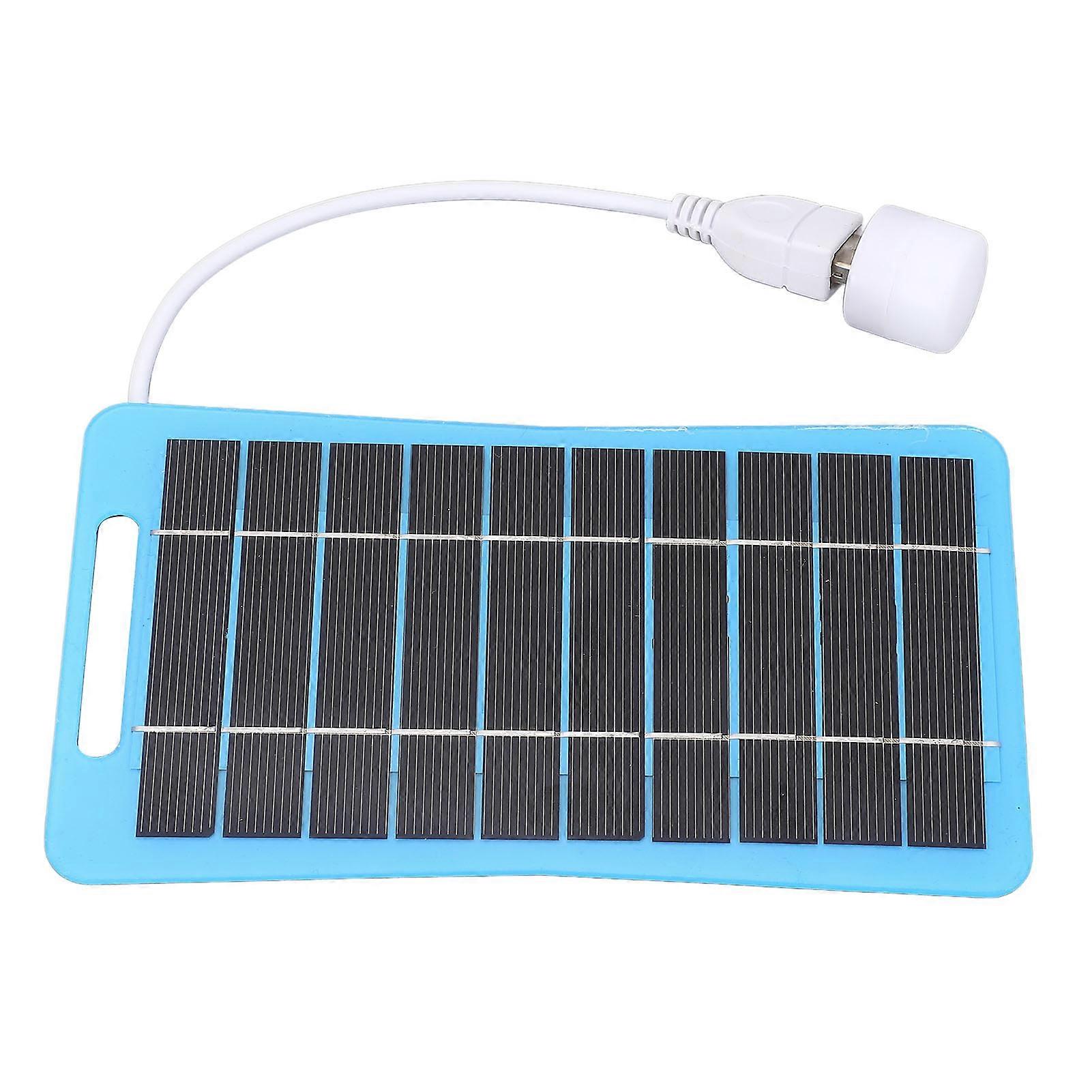Panneau solaire avec poignée lumineuse, bleu, 5 V, 5 W, chargeur USB portable pour camping en plein air