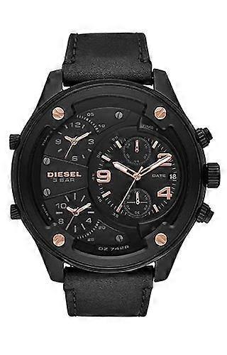 Diesel Boltdown Chronograph Men's Watch Dz7428 - 56mm Black Dial, Black Leather Strap