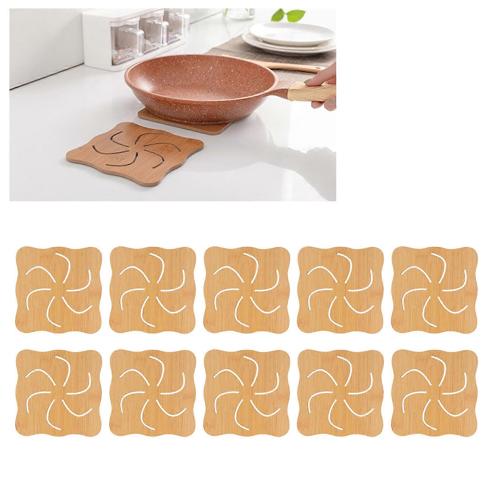 10Pcs Hollow Imitation Bamboo Tablemats 14.5x14.8cm Kitchen
