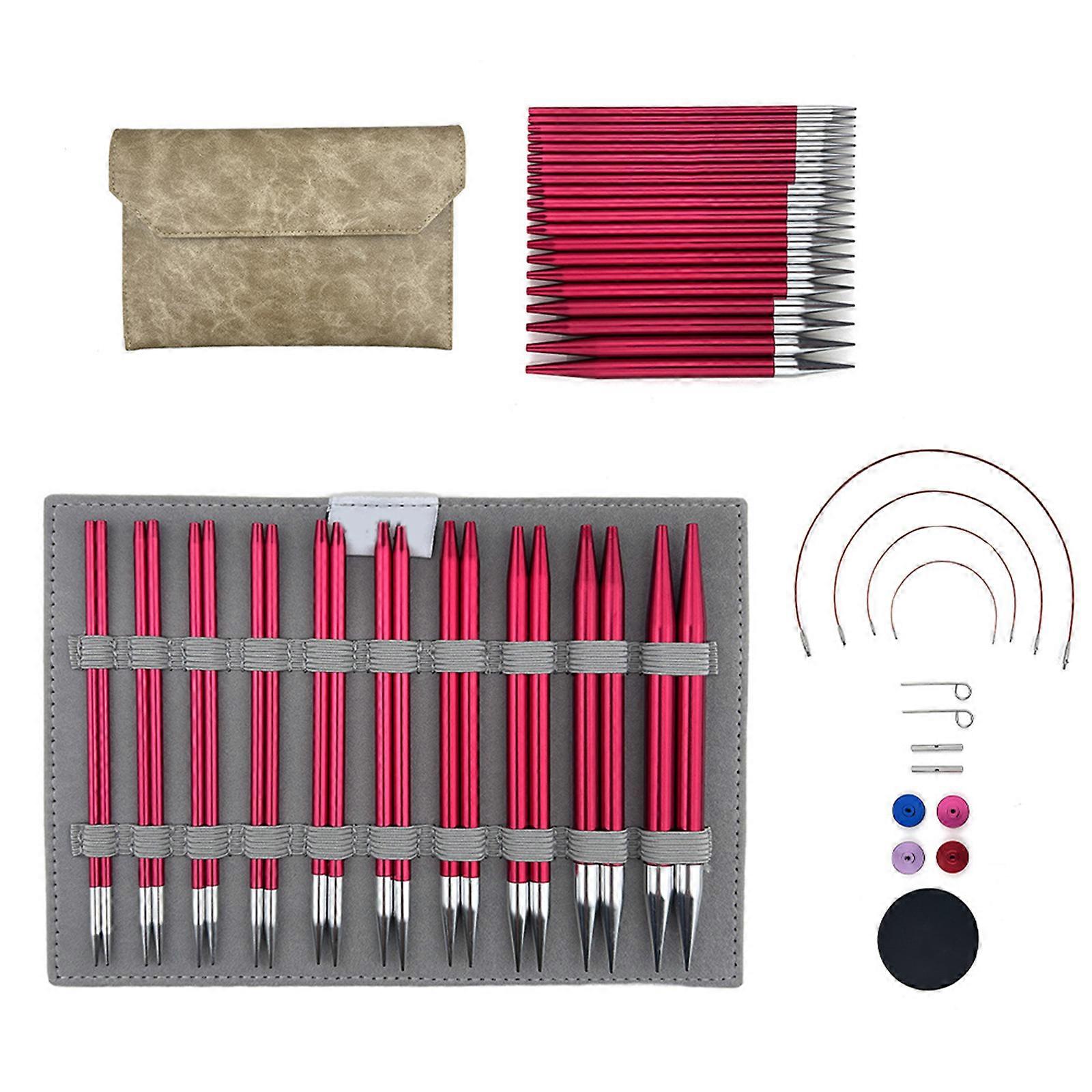 3mm-8mm Interchangeable Circular Knitting Needle Set with Case and Accessories Circular Knitting Pins Multicolor