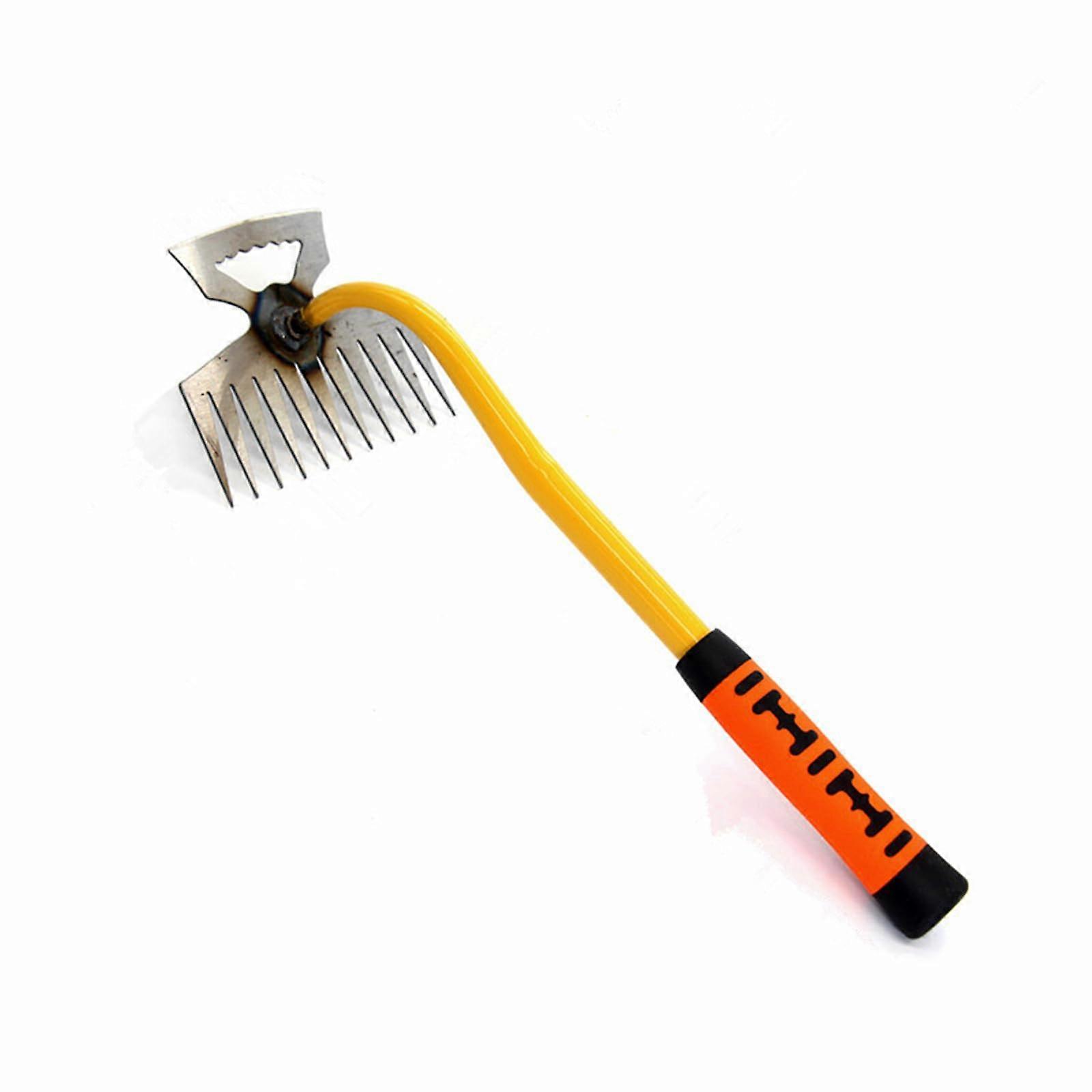 Stainless Steel Weed Puller Tool with Rubber Handle, 11-Inch Garden Weeder for Easy Root Removal and Weed Control