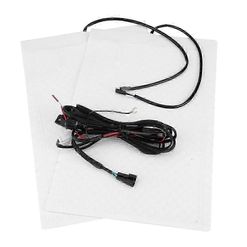 2pcs Universal Carbon Fiber Car Heated Seat Heater Pads Kit with Round Switch