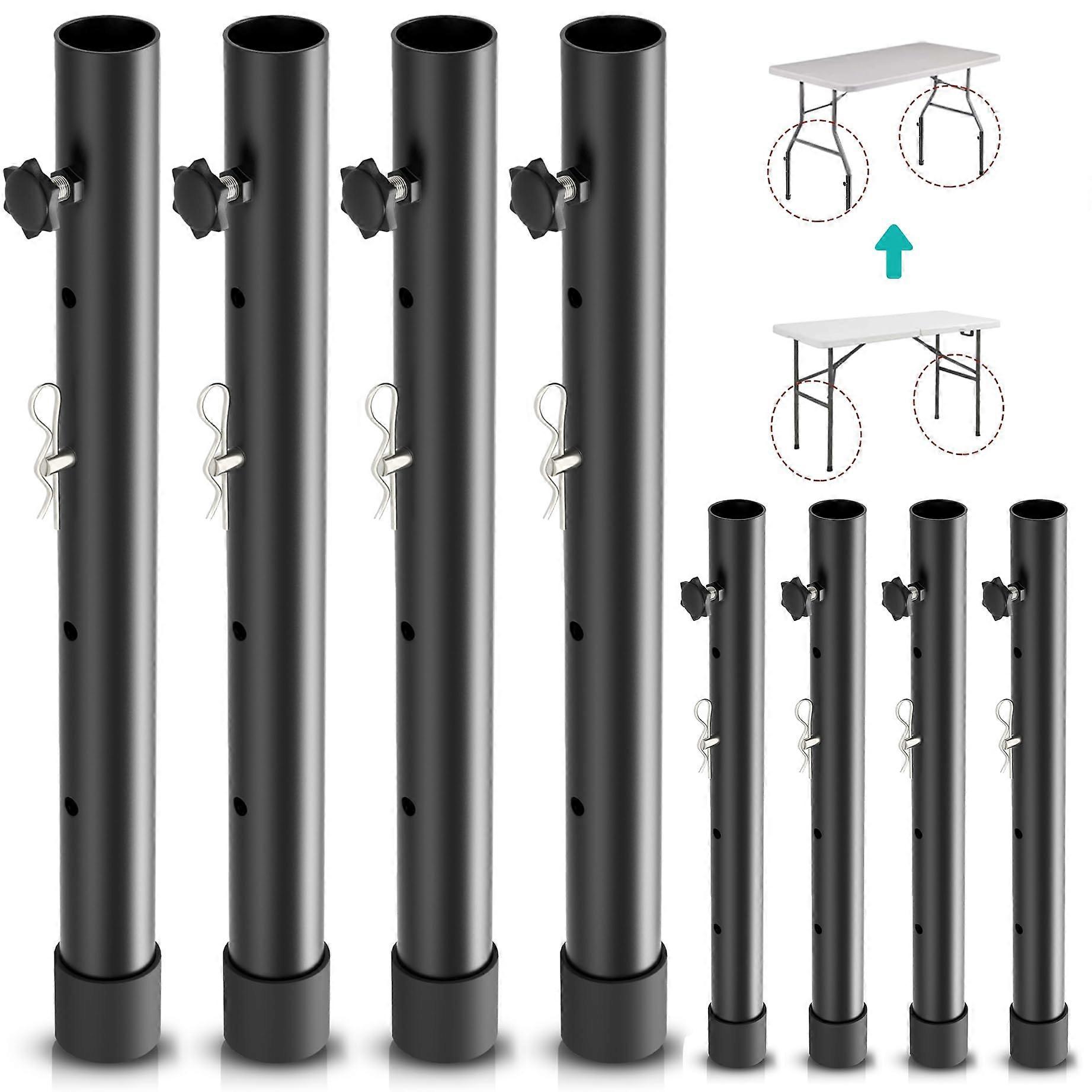 (8-pack)Folding Table Risers for Straight/Bent Leg, Folding Table Leg Extensions,4 Levels Adjustable table risers 3.6'/6.77'/9.9'/13'