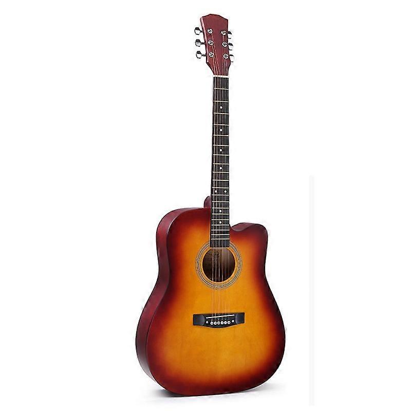 Folk Acoustic Guitar Beginner Training And Teaching Stringed Instruments, Colour: 41 Inch (Sunset Yellow)