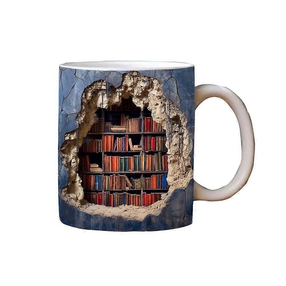 New Ceramic 3D Bookshelf Mug Creative Space Design Multi-purpose Mug