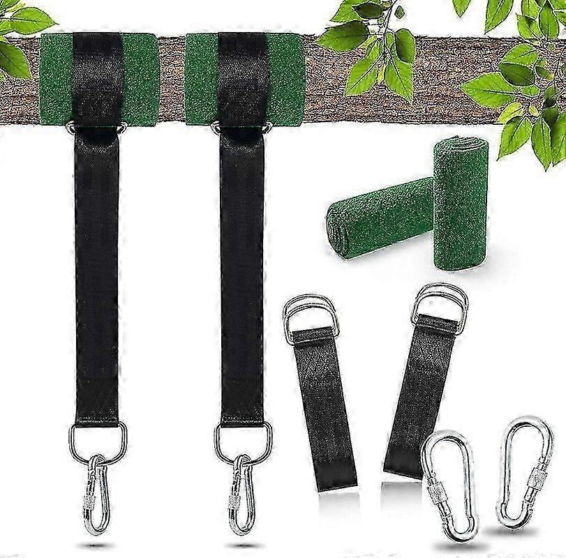 Tree Swing Hanging Straps Kit 2x5ft Heavy Duty Swing Hanger With Carabiners, Tree Protectors And Swivel Hook