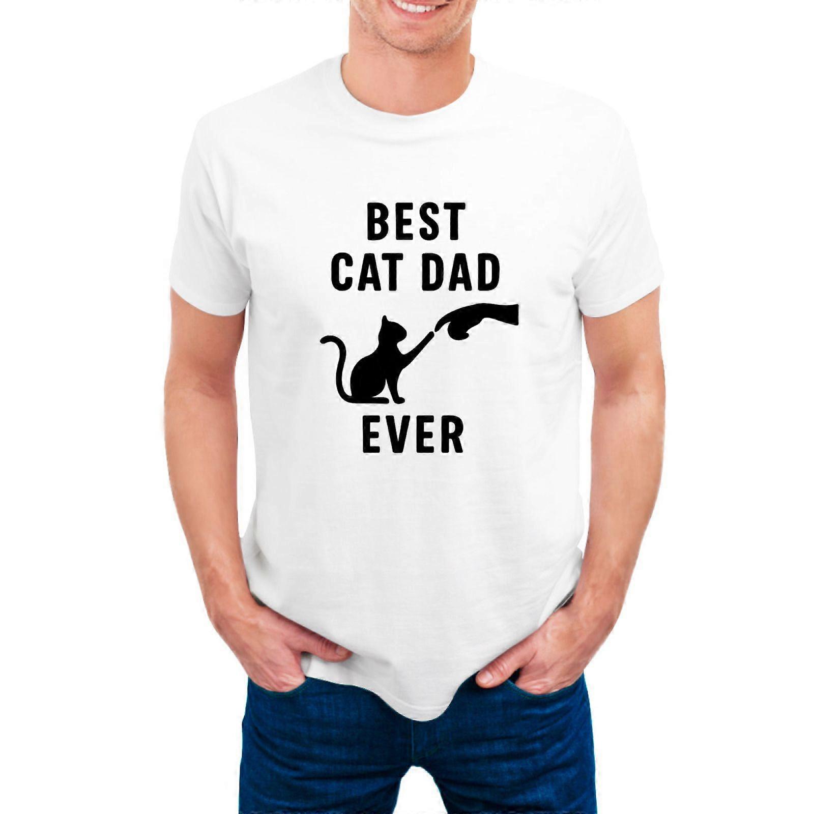 Best Cat Dad Ever Graphic T-Shirt Funny Fist Bump Cat Print Tee Perfect Gift for Pet Lovers (XSXXXL)