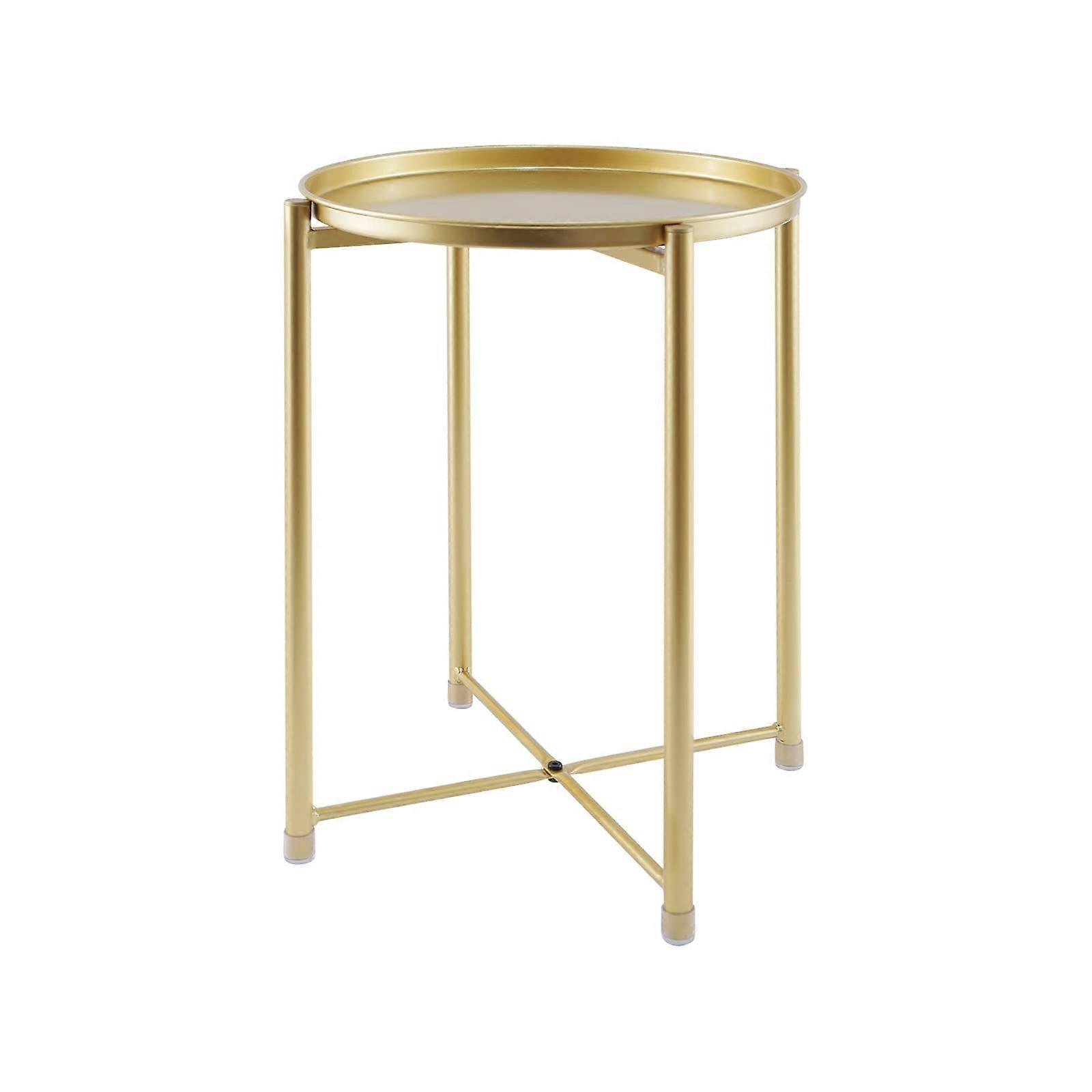 Round End Table, Small Metal Side Table with Removable Tray Top, Ideal for Bedroom Living Room Patio Use