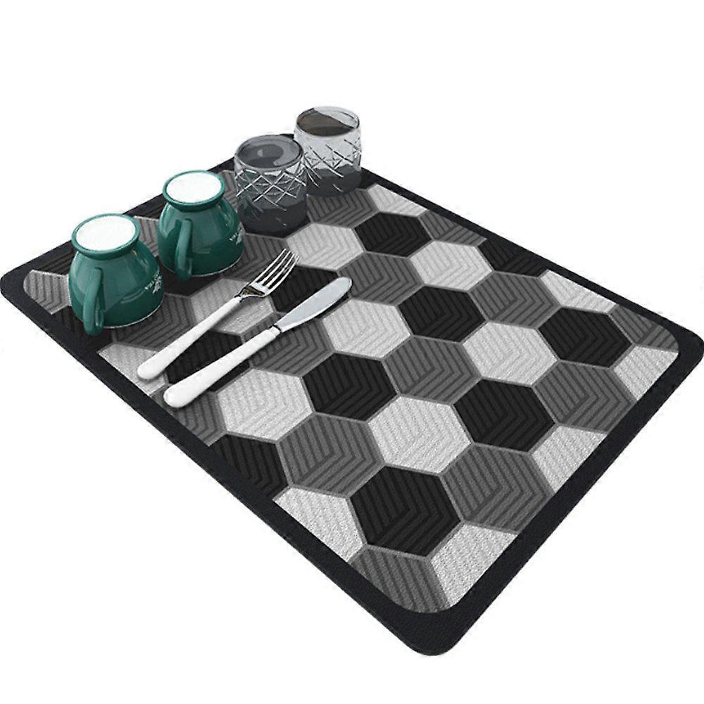 Draining mat with microfiber dishwashing mat and 100% rubber backing for kitchen essentials.