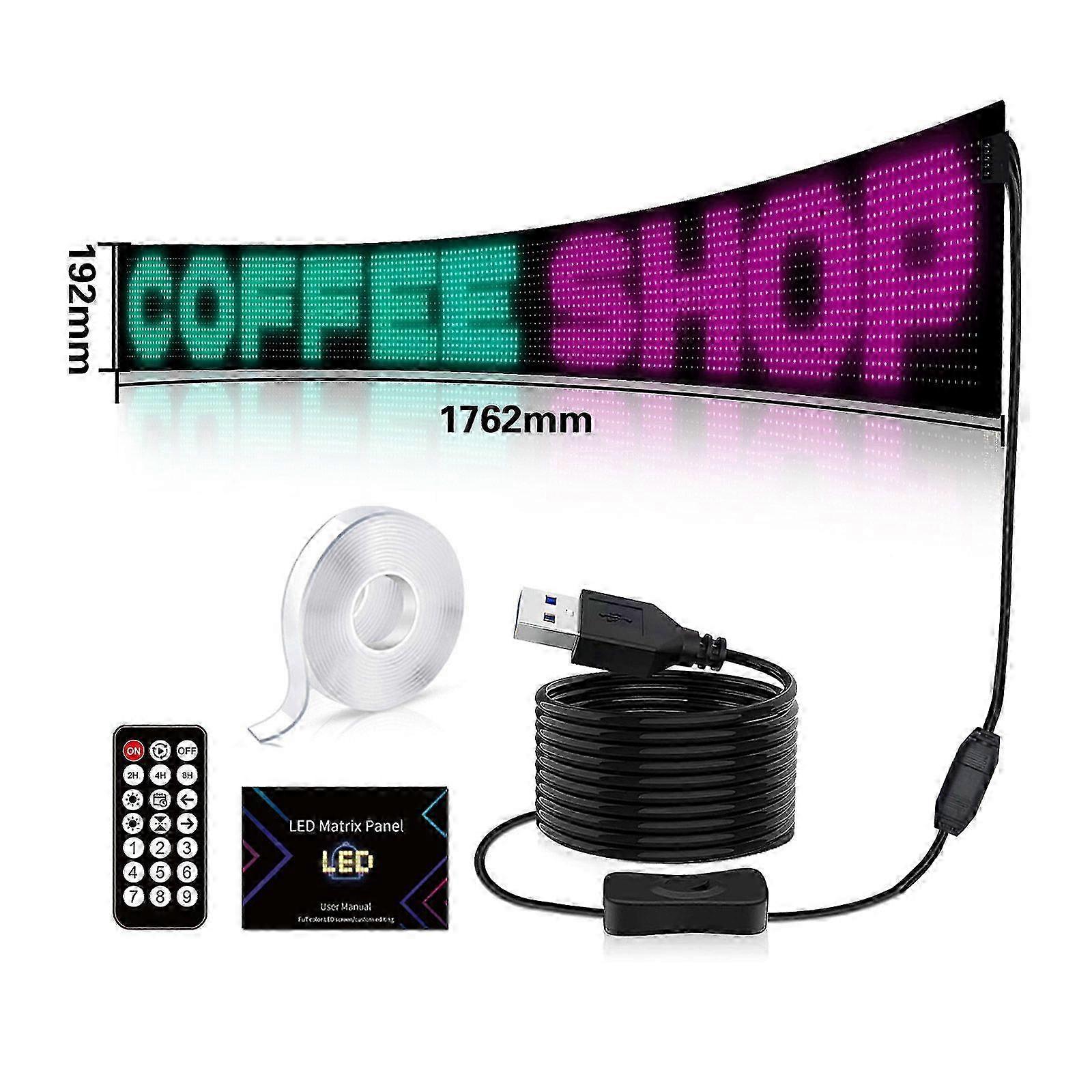 16*192192*1762mm USB Dynamic RGB LED DIY Sign Scrolling Message Display Screen APP ProgrammableGS