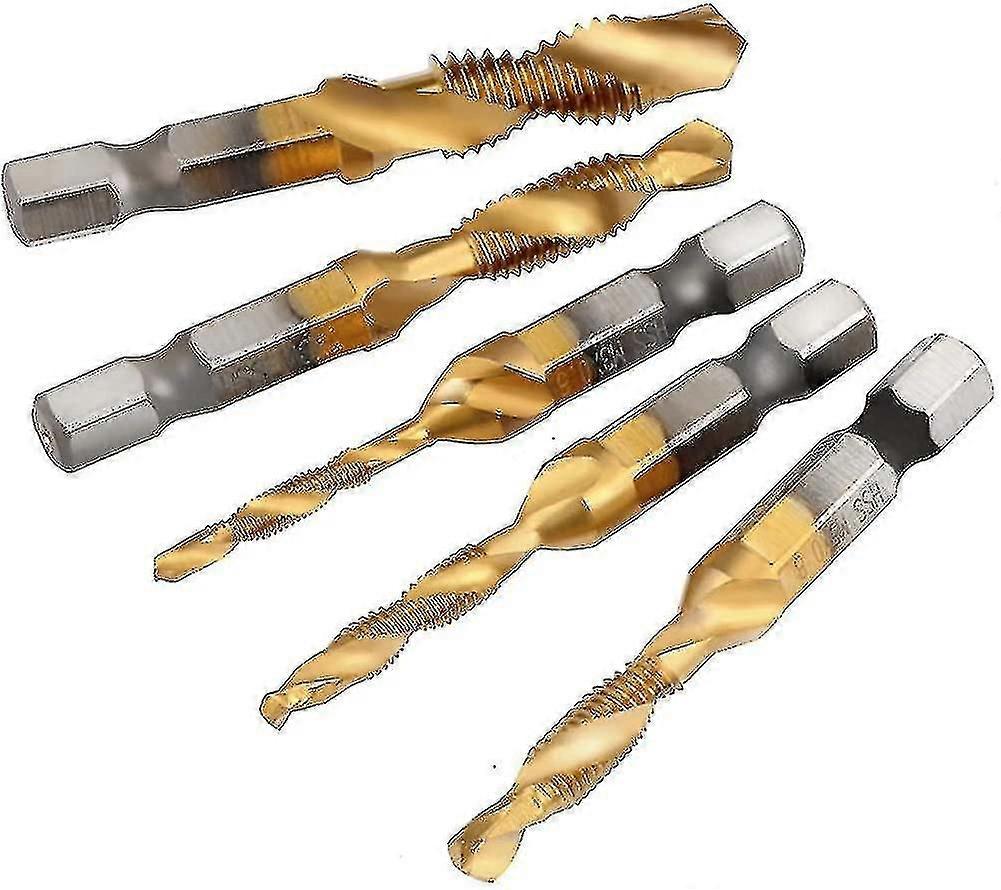 6pcs Combination Drill And Tap Bit Set Hex Metric Deburr Milling Bits Metric