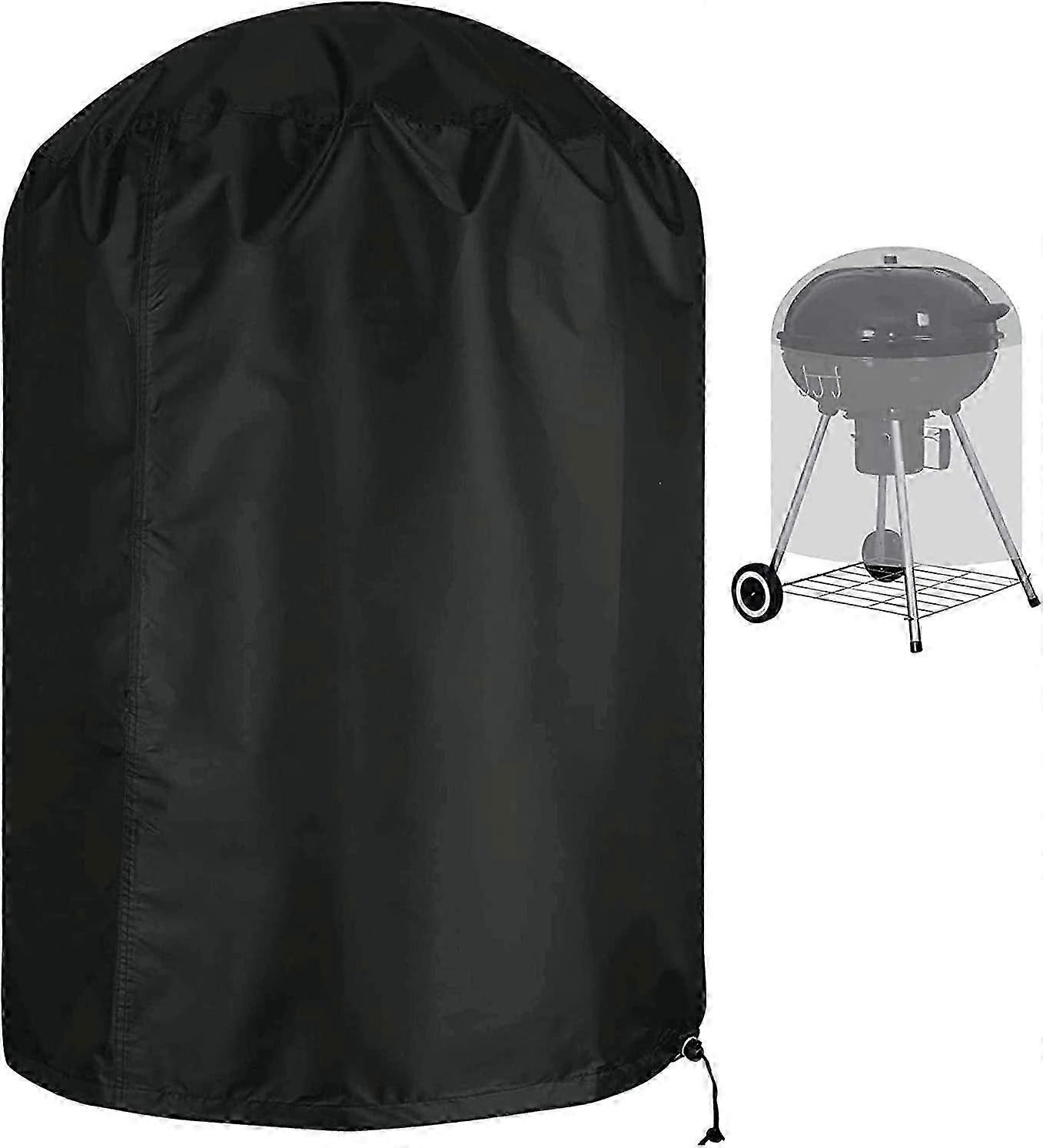 Capa esférica para churrasco à prova d'água Ripstop 210D Oxford Pano Anti-UV com alça lateral à prova de vento preta 58x77cm