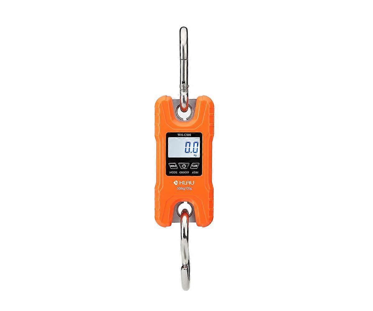 Portable Mini Crane Scale 500 kg / 1000 lb Heavy Duty Digital Hanging Scale with LCD Backlight for Fishing and Hunting, Orange