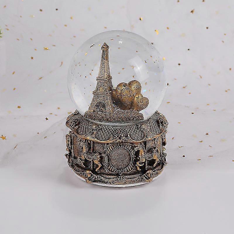 Lebanghui Paris Eiffel Tower Snow Globe Music Box With Automatic Snowfall And Colorful Lights, 100mm 6 Tall