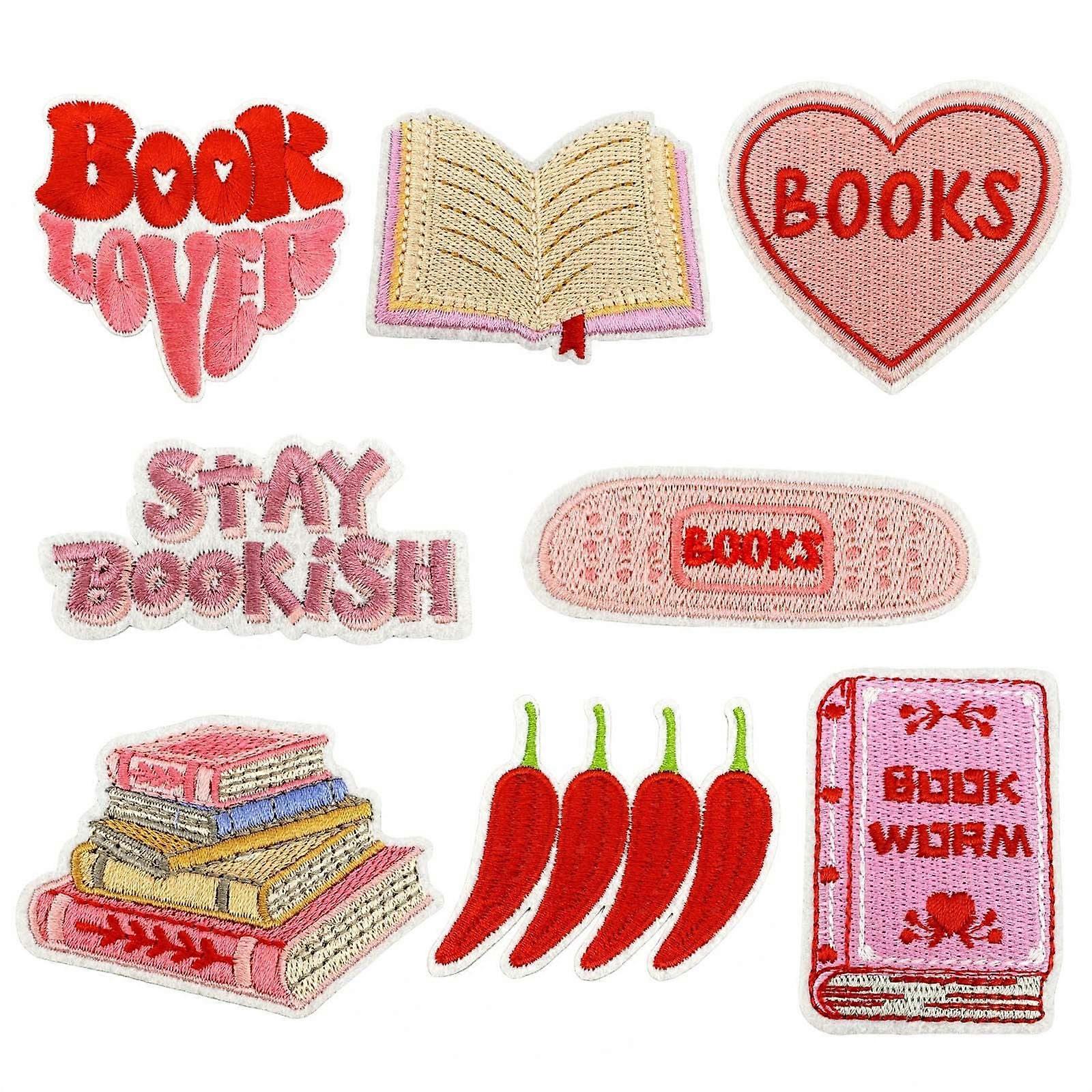 8 stuks mooie borduurwerk Patches Chilis opstrijkbare patches geborduurde patches reparatie patches Bookish naaien Patches