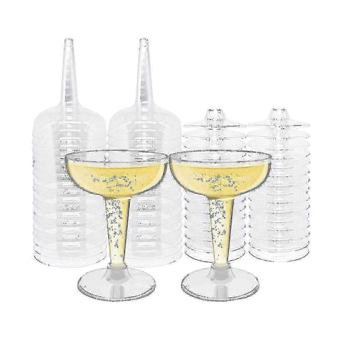 50 Pack Plastic Goblet, 4oz Stem Disposable Martini Glasses For Parties, Stackable Plastic Cocktail KB