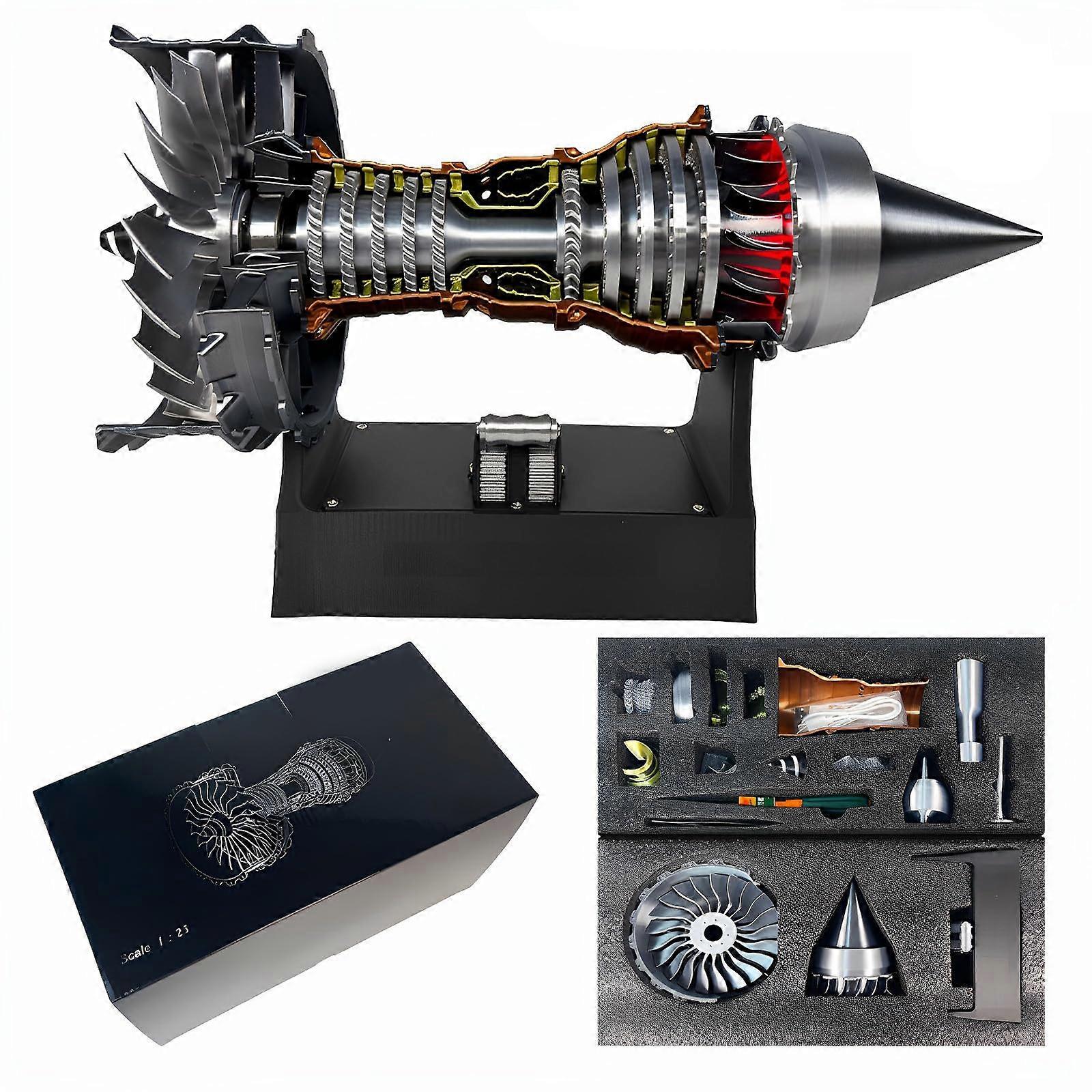 1/25 Simulation Aircraft Turbojet Engine Rotatable Model, Adjustable Speed Tr900 Turbofan with Light (A1)