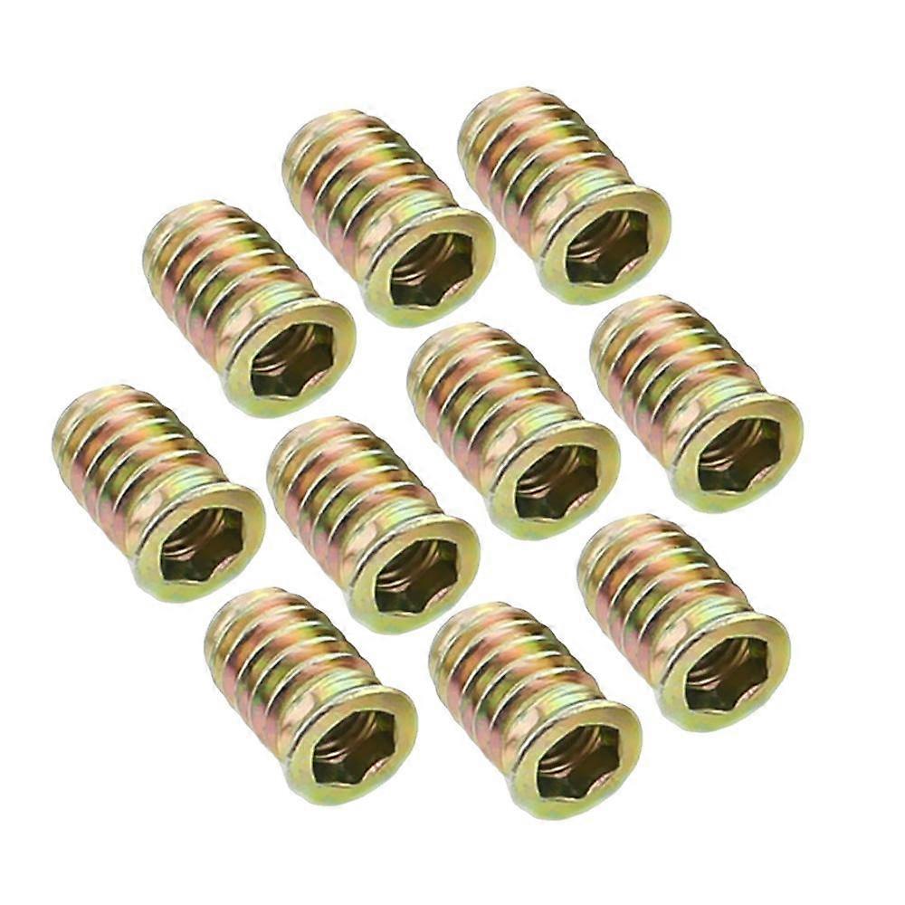 10Pcs Wood Insert Screws Hexagonal Socket Threads Bolts Nuts Drawers Cupboard