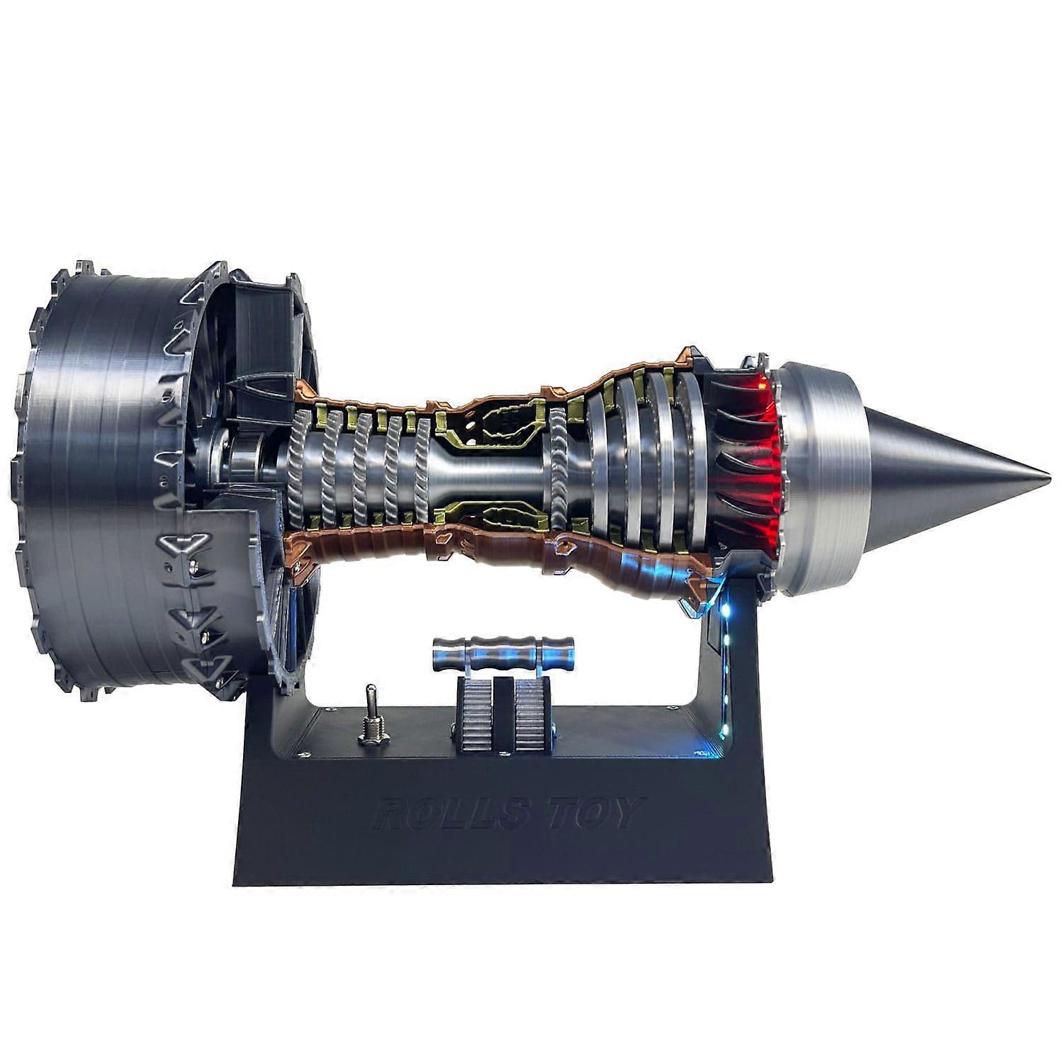 Jet Aircraft Turbofan Turbojet Engine Model Kit, 3D DIY Printed (Magnetic Base with Light TR900 Engine)