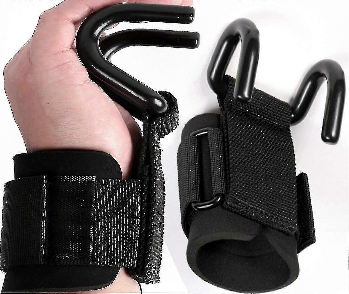 A Pair of Weightlifting Bar Hooks Suitable for Gym Training, Deadlifting, Pulling Bars, and General Weightlifting Activities