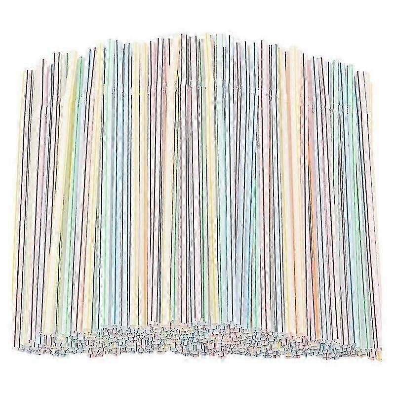 1000 Pcs Flexible Plastic Straws Striped Multi Colored Disposable Straw