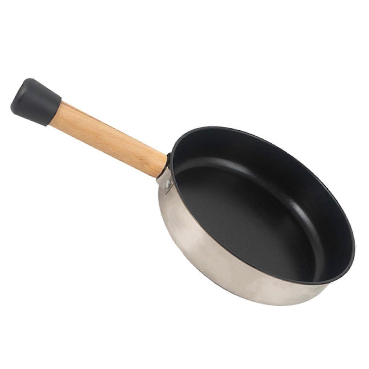 Non-Stick Mini Frying Pan with Removable Wooden Handle for Camping, Picnics, Outdoor Use, Durable and User-Friendly