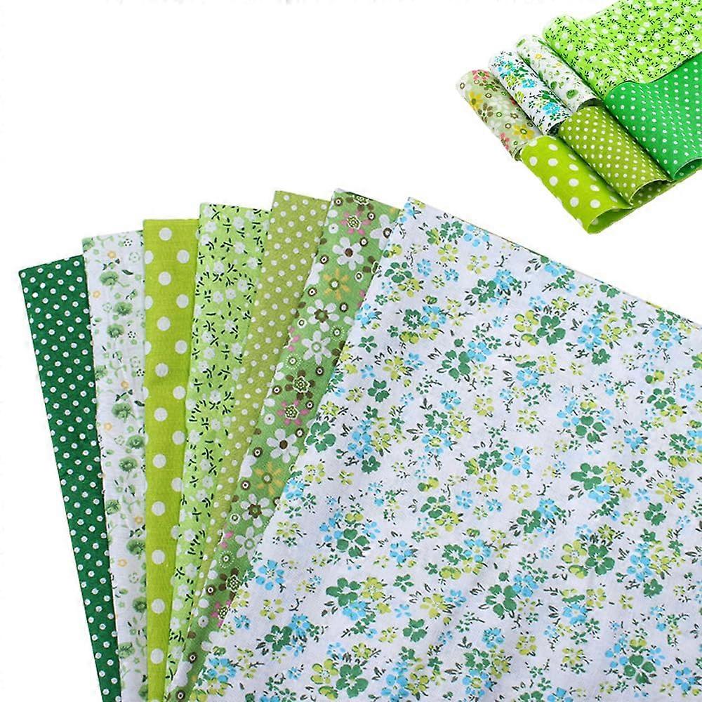 Cotton Fabric Squares for Quilting 50 x 50 cm 7 Pieces Green Patchwork Pattern Suitable for Patchwork Splicing and DIY Handmade Fabrics