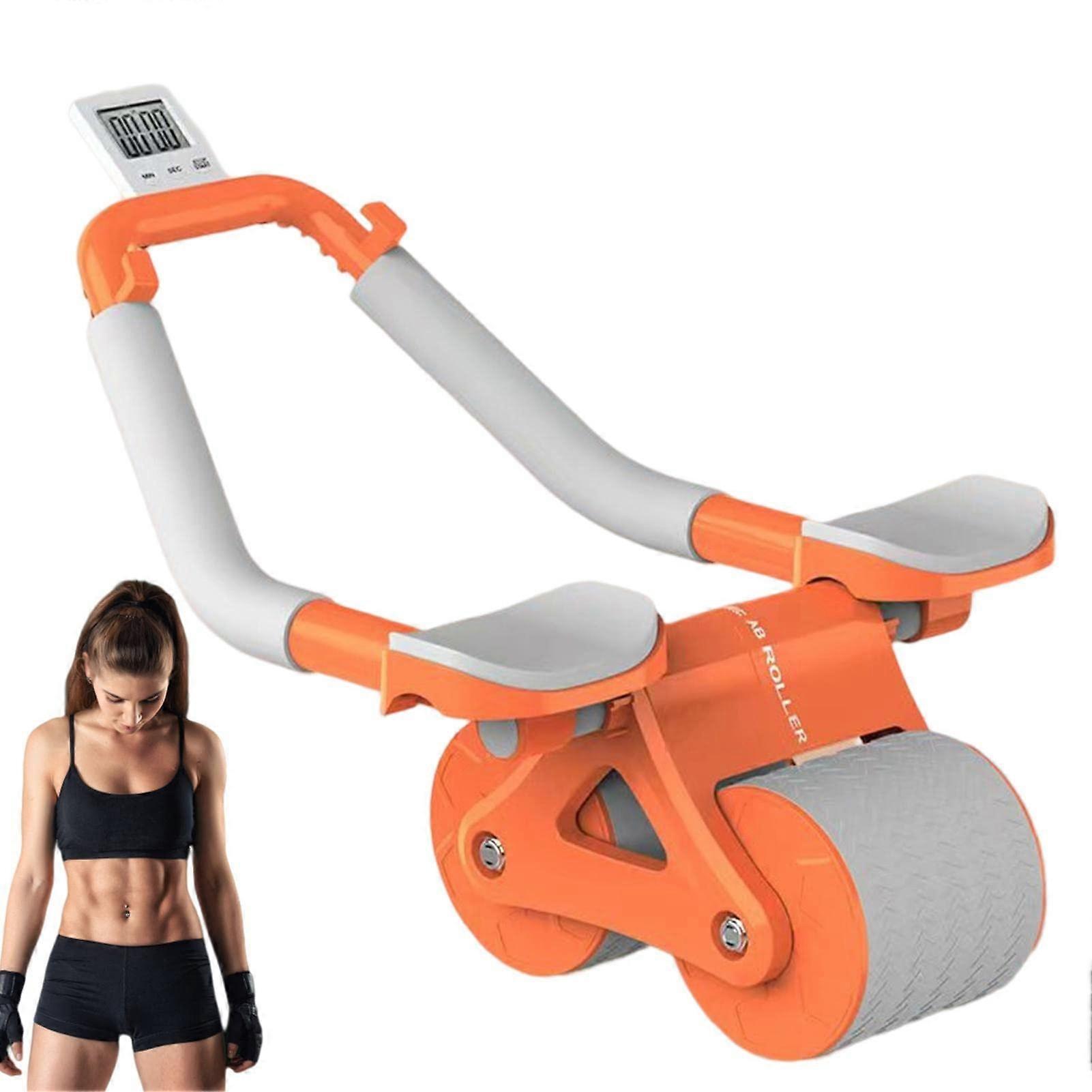 Ab Roller with Automatic Rebound for Core and Abdominal Muscle Training for Men and Women Light Yellow