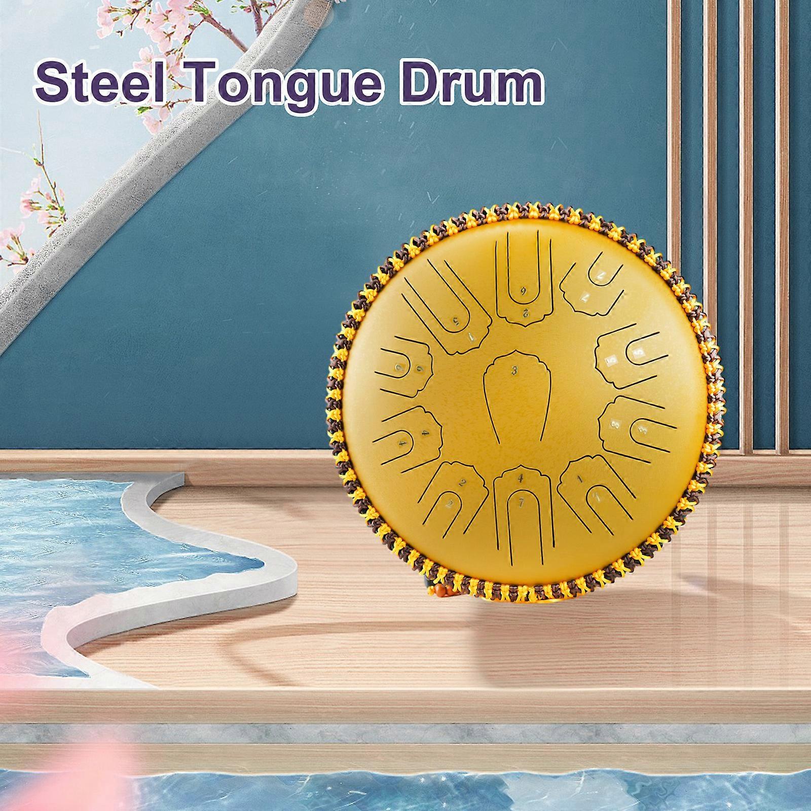 Steel Tongue Drum 15 Inch 21 Notes C Key Percussion Instrument Balmy Drum with Drum Mallets for Meditation Yoga Beginners Majors Family Friends Chris