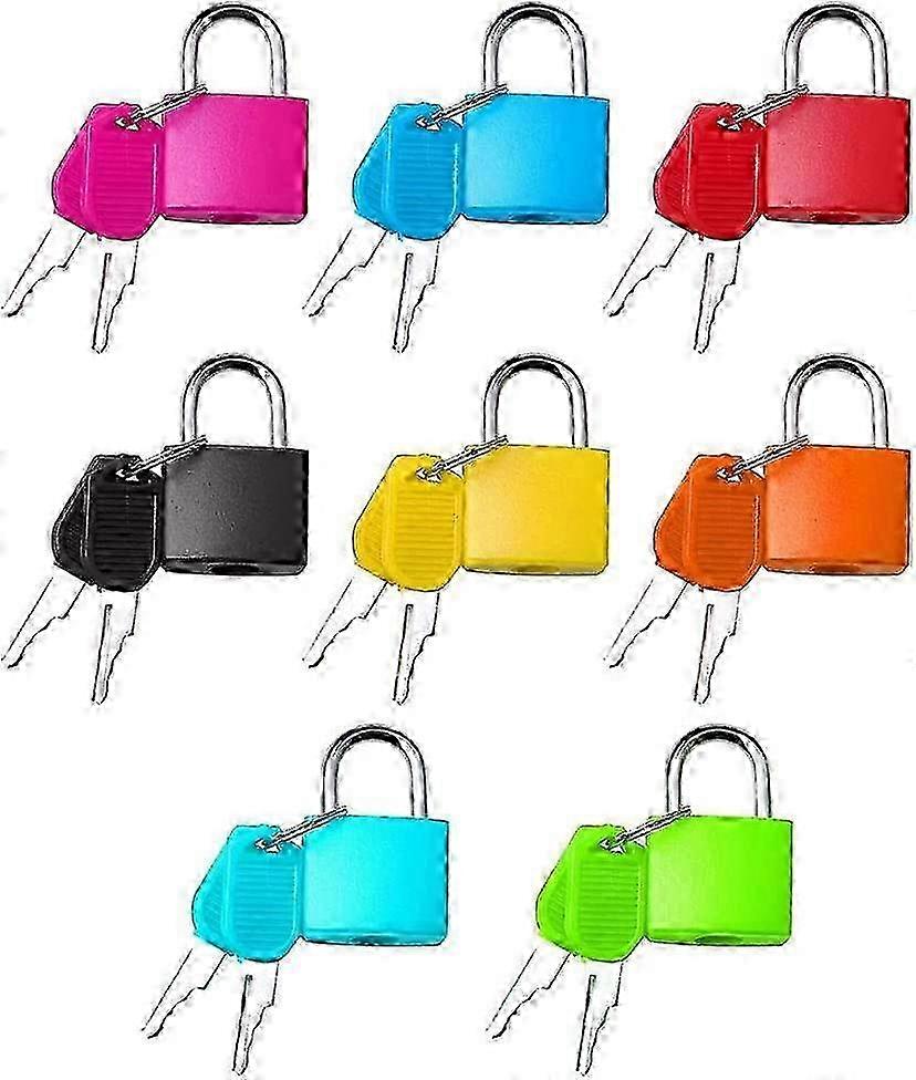 Set of 8 Colorful Metal Suitcase Locks with Keys, Small Padlocks for Travel and Security, Ideal for Various Brand Suitcases