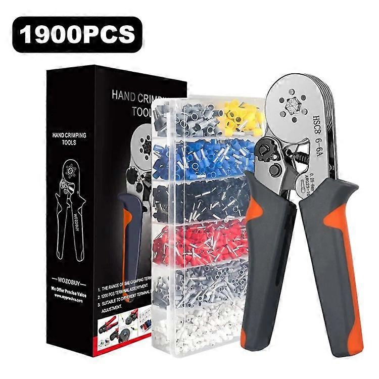 HSC8 6-6A Ferrule Crimping Pliers with 1900Pcs Terminals Wire Connector Electrical Repair Kit