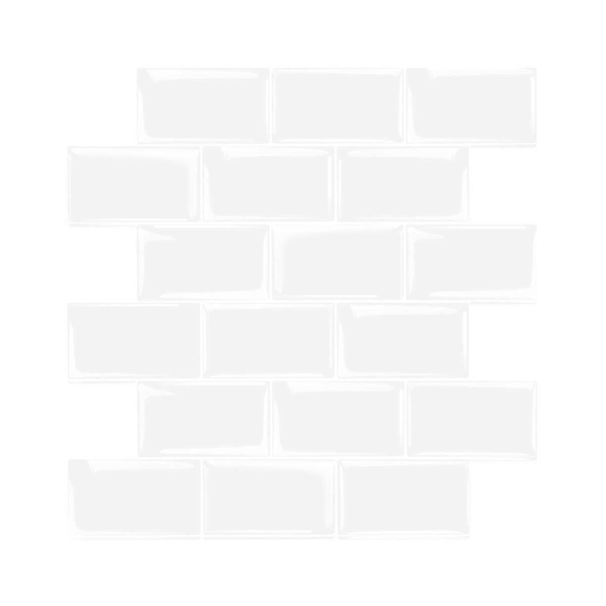 Removable Waterproof Peel And Stick Backsplash Wall Tile For Kitchen 28.6x25.5cm (white)