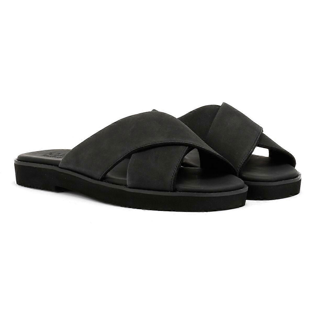 TOMS Mae Crossover Leather Women's Black Sandals